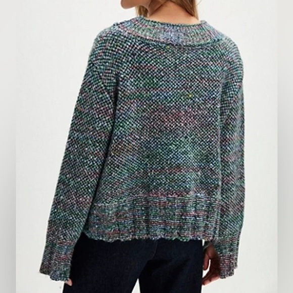 Free People cotton candy Multicolor Speckled Crewneck Sweater XL - Picture 3 of 8